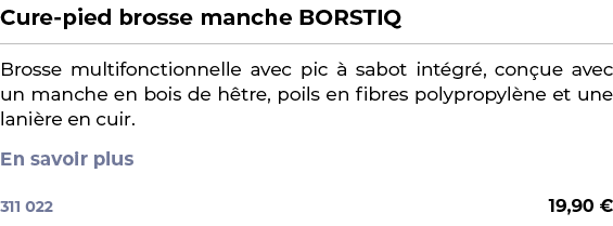 ﻿Cure pied brosse manche BORSTIQ﻿ ￼ ﻿Brosse multifonctionnelle avec pic  sabot int gr , con ue avec un manche en boi...