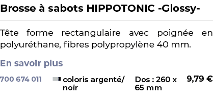 ﻿Brosse  sabots HIPPOTONIC Glossy ﻿ ￼ ﻿T te forme rectangulaire avec poign e en polyur thane, fibres polypropyl ne 4...