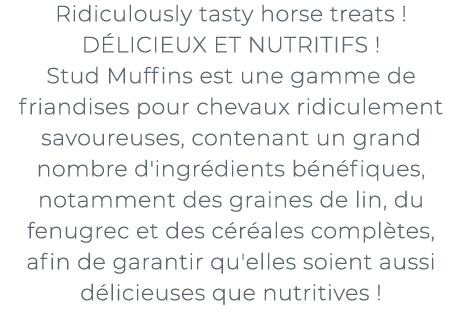 ﻿Ridiculously tasty horse treats ! D LICIEUX ET NUTRITIFS ! Stud Muffins est une gamme de friandises pour chevaux rid...