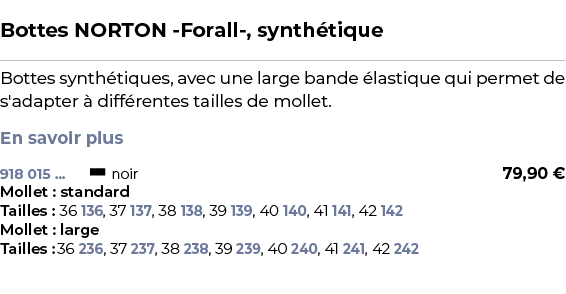  ﻿Bottes NORTON Forall , synth tique﻿ ￼ ﻿Bottes synth tiques, avec une large bande lastique qui permet de s'adapter ...