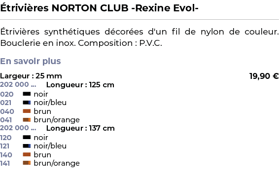 ﻿ trivi res NORTON CLUB Rexine Evol ﻿ ￼ ﻿ trivi res synth tiques d cor es d'un fil de nylon de couleur. Bouclerie en ...