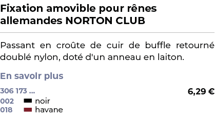 ﻿Fixation amovible pour r nes allemandes NORTON CLUB﻿ ￼ ﻿Passant en cro te de cuir de buffle retourn doubl  nylon, d...