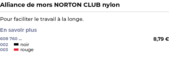 ﻿Alliance de mors NORTON CLUB nylon﻿ ￼ ﻿Pour faciliter le travail  la longe. En savoir plus ﻿ 