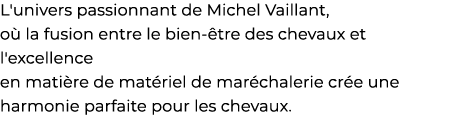 L'univers passionnant de Michel Vaillant, o la fusion entre le bien  tre des chevaux et l'excellence en mati re de m...