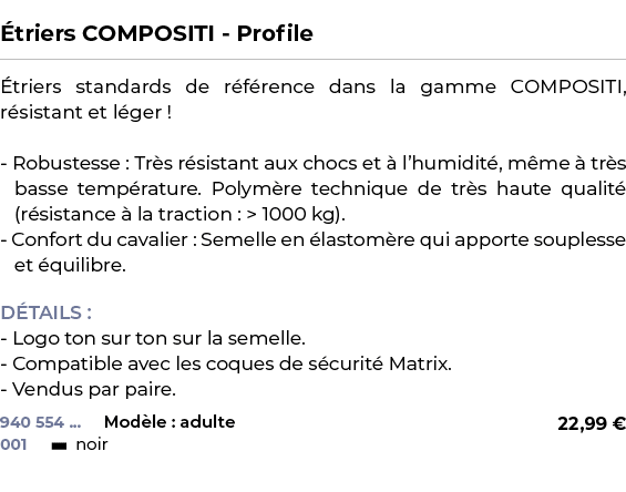  ﻿ triers COMPOSITI Profile﻿ ￼ ﻿ triers standards de r f rence dans la gamme COMPOSITI, r sistant et l ger ! Robustes...