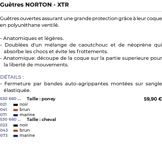 ﻿Gu tres NORTON XTR﻿ ￼ ﻿Gu tres ouvertes assurant une grande protection gr ce  leur coque en polyur thane ventil . A...