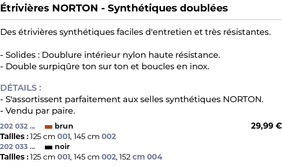 ﻿ trivi res NORTON Synth tiques doubl es﻿ ￼ ﻿Des trivi res synth tiques faciles d'entretien et tr s r sistantes. Sol...