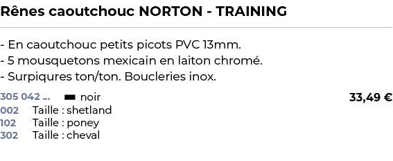 ﻿R nes caoutchouc NORTON TRAINING﻿ ￼ ﻿ En caoutchouc petits picots PVC 13mm. 5 mousquetons mexicain en laiton chrom ....