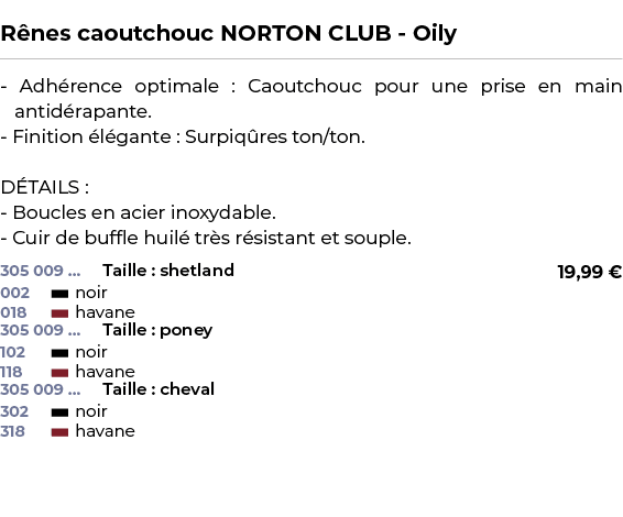  ﻿R nes caoutchouc NORTON CLUB Oily﻿ ￼ ﻿ Adh rence optimale : Caoutchouc pour une prise en main antid rapante. Finiti...