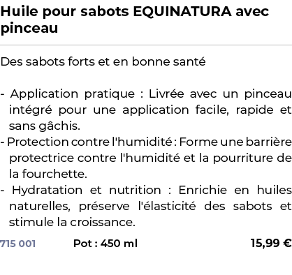 ﻿Huile pour sabots EQUINATURA avec pinceau﻿ ￼ ﻿Des sabots forts et en bonne sant Application pratique : Livr e avec ...