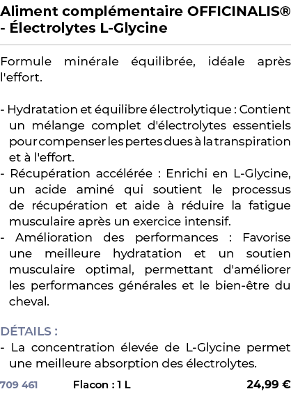 ﻿Aliment compl mentaire OFFICINALIS® lectrolytes L Glycine﻿ ￼ ﻿Formule min rale  quilibr e, id ale apr s l'effort. H...