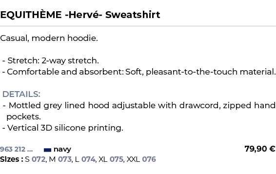  ﻿EQUITH ME Herv Sweatshirt﻿ ￼ ﻿Casual, modern hoodie. Stretch: 2 way stretch. Comfortable and absorbent: Soft, plea...