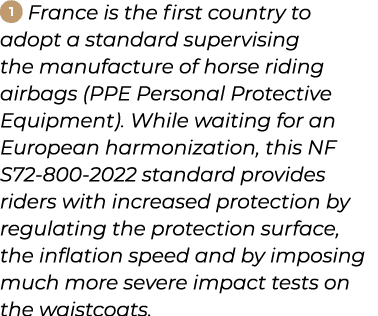 ￼ ﻿France is the first country to adopt a standard supervising the manufacture of horse riding airbags (PPE Personal ...