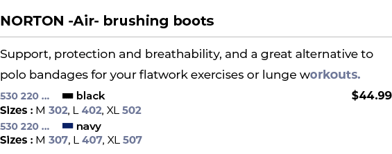  ﻿NORTON Air brushing boots﻿ ￼ ﻿Support, protection and breathability, and a great alternative to polo bandages for y...