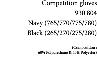 Competition gloves 930 804 Navy (765/770/775/780) Black (265/270/275/280) (Composition : 60% Polyurethane & 40% Polye...