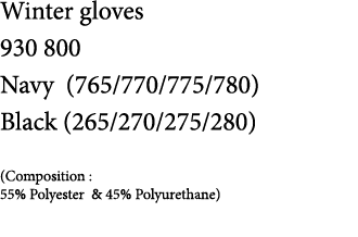 Winter gloves 930 800 Navy (765/770/775/780) Black (265/270/275/280) (Composition : 55% Polyester & 45% Polyurethane)