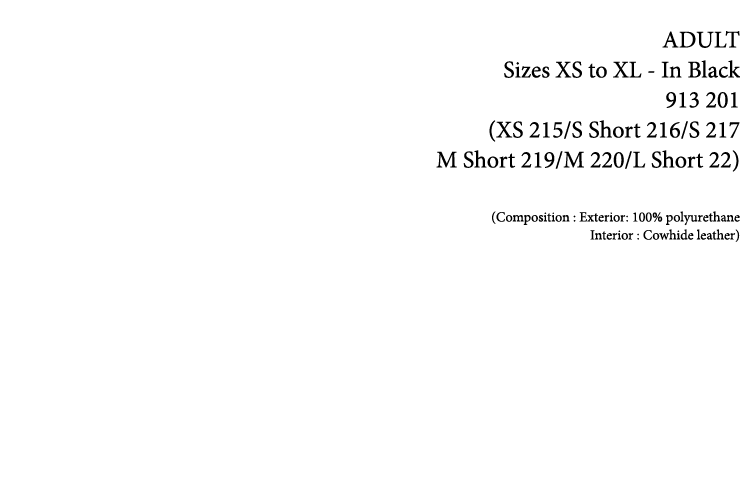  ADULT Sizes XS to XL In Black 913 201 (XS 215/S Short 216/S 217 M Short 219/M 220/L Short 22) (Composition : Exterio...